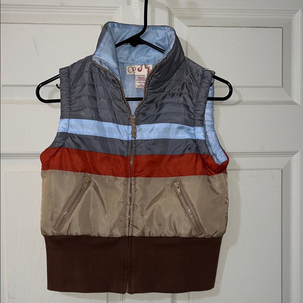 Vintage OP Kids Puffer Vest - Gray, Blue, Red, Tan, Brown S